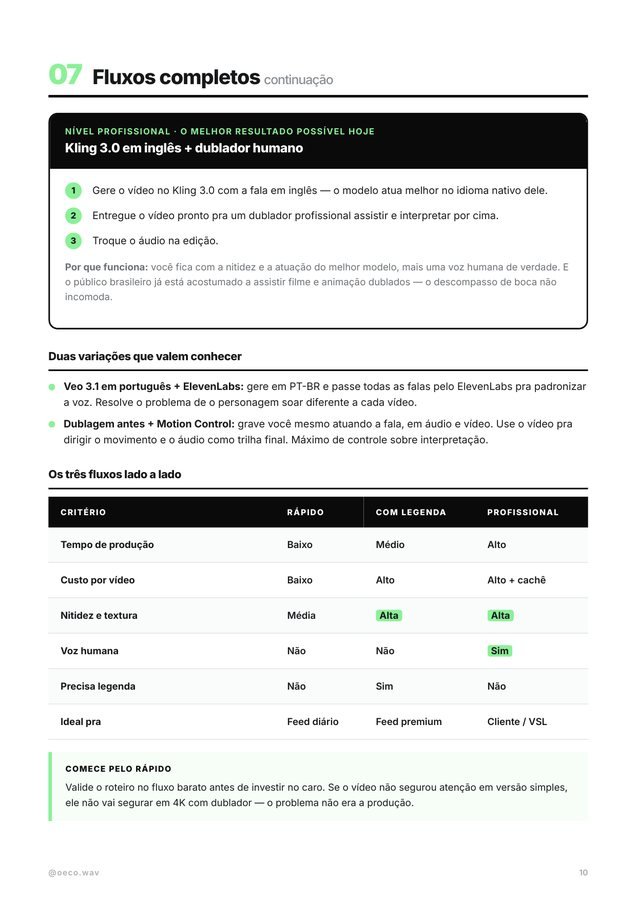 Seção de fluxos completos